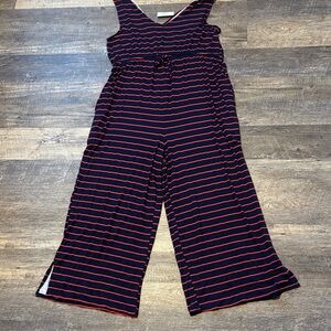 Striped Jumpsuit - Navy and Red